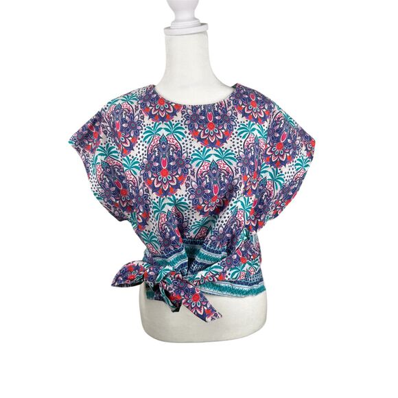 Cara Cara Bianca Palm Medallion Top Womens Sz M Boho Beachy Colorful Artsy - Picture 1 of 11